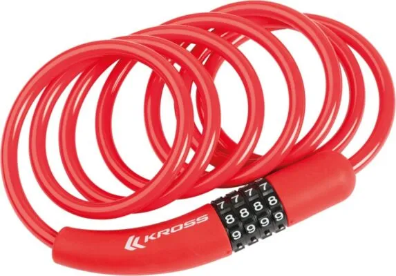 Lacat spiral cu cifru Kross KZS 300 8 mm x 1800 mm red