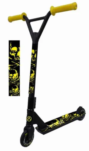 Trotineta Extrem Stunt Spartan negru cu cranii galbene