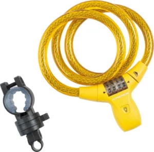 Lacat spiral cu cifru Kross KZS 550 cu LED 12mmx900 mm yellow