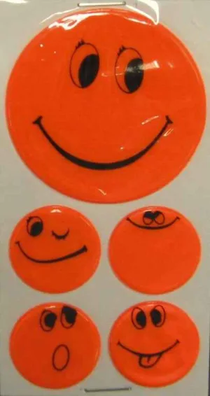 Sticker reflectorizant Smiley orange 1 x 5 cm 4 x 2 5 cm