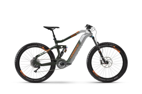 e-bike Haibike XDURO Nduro 8.0 i630Wh 11-G XT Flyon silver/olive/orange mat, size S
