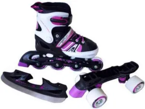 Patine 2in1 Spartan lama role Ice Disco 30-33 mov-alb-negru