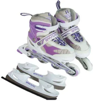 Patine 2 in1 Spartan lama si role marime 34-37 mov alb