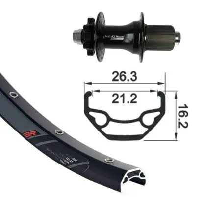 RW 27.5 XLC 6 hole black TA 12 32h Rodi Black Rock disc bk niro spokes (bk)