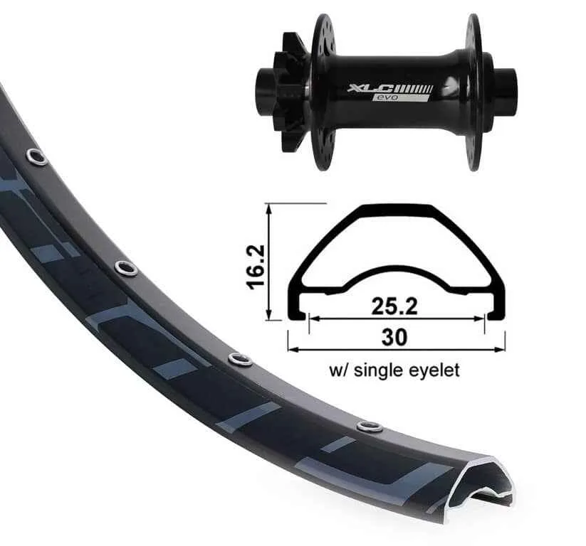 FrontWheel29XLC 6-holes.blkTA15 110mm RodiReady 25 disc blk .Niro spokes.(blk)