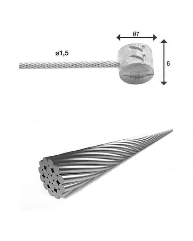 Cablu frana XLC 2000mm 1.5mm niplu 7x6mm