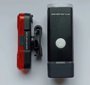 Set lampa fata spate BikeForce Beamer, USB