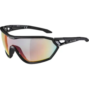 Ochelari ALPINA S-WAY QVM+ black mat Quattro Varioflex rainbow mirror Cat. 1-3 fogs.hydro.