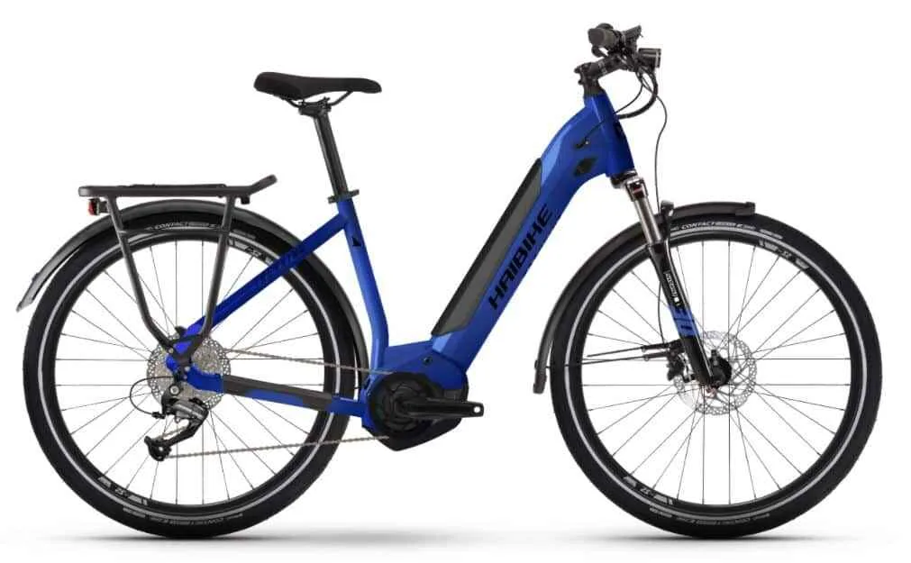 e-bike Haibike Trekking 4 Low i500Wh 9-G Altus glossy matte blue black S