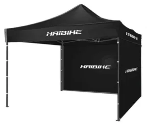 Cort Haibike negru 3X3m, aluminiu cu 2 pereti laterali