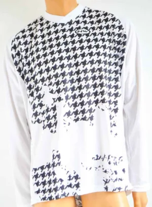Tricou cu maneca lunga Pied de Poule alb/negru marime  L Northwave