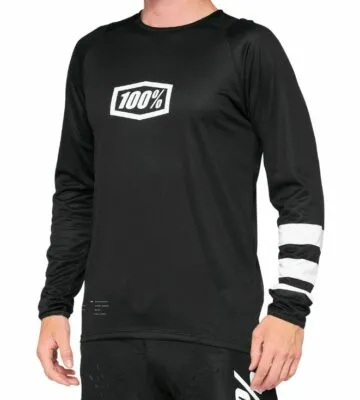 Tricou 100% Percent R-Core Long Sleeve negru/alb L