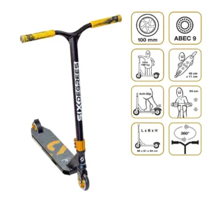 Stuntscooter Six Degrees black/copper brown roti de 100mm