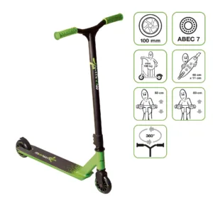 Stunt scooter Muuwmi black/green roti de 100mm