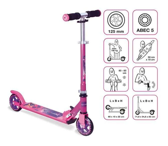 Scooter Muuwmi aluminiu pink 125mm - imagine 2