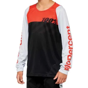 Tricou 100Percent R-Core Youth maneca lunga negru/rosu S