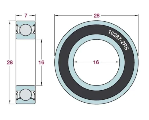 Rulment 16287 2RS IMP, 16x28x7 mm cu bile pe un rand - imagine 2