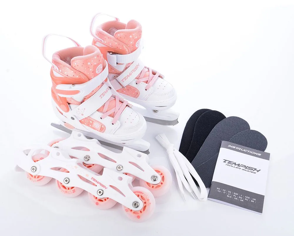Patine Reglabile TEMPISH TON DUO LED GIRL alb roz 30-33 - imagine 3