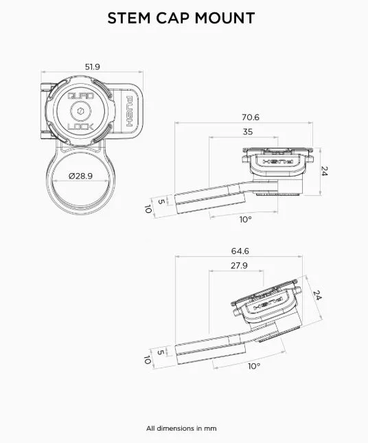 Quad Lock suport telefon cu prindere pipa negru - imagine 4