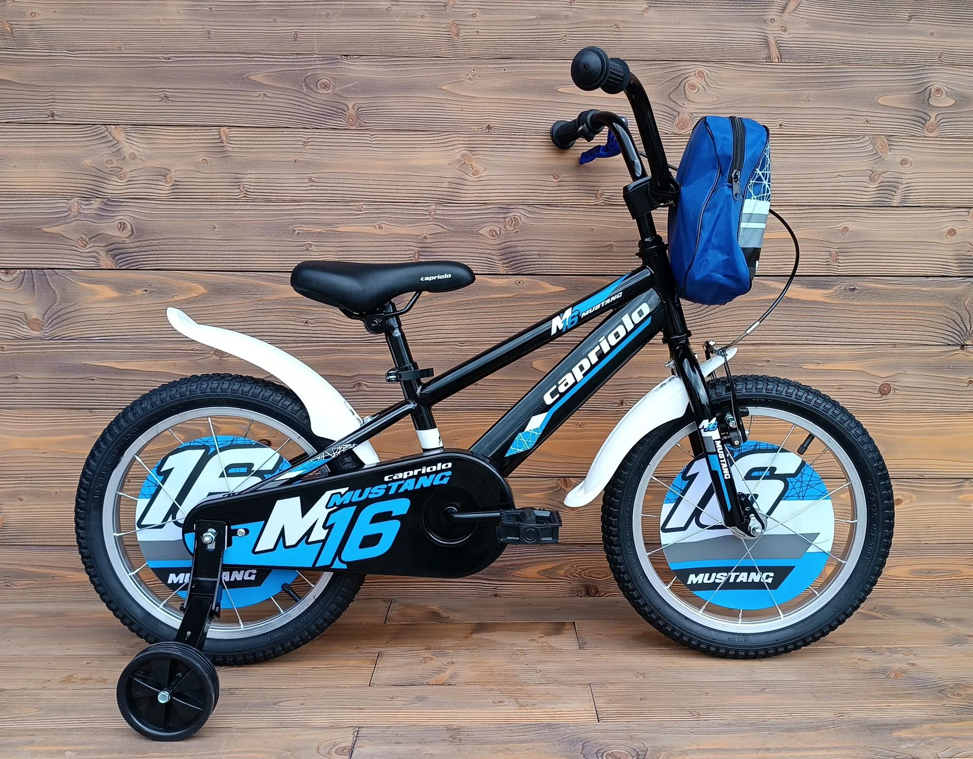Bicicleta copii 16 Capriolo Mustang negru albastru