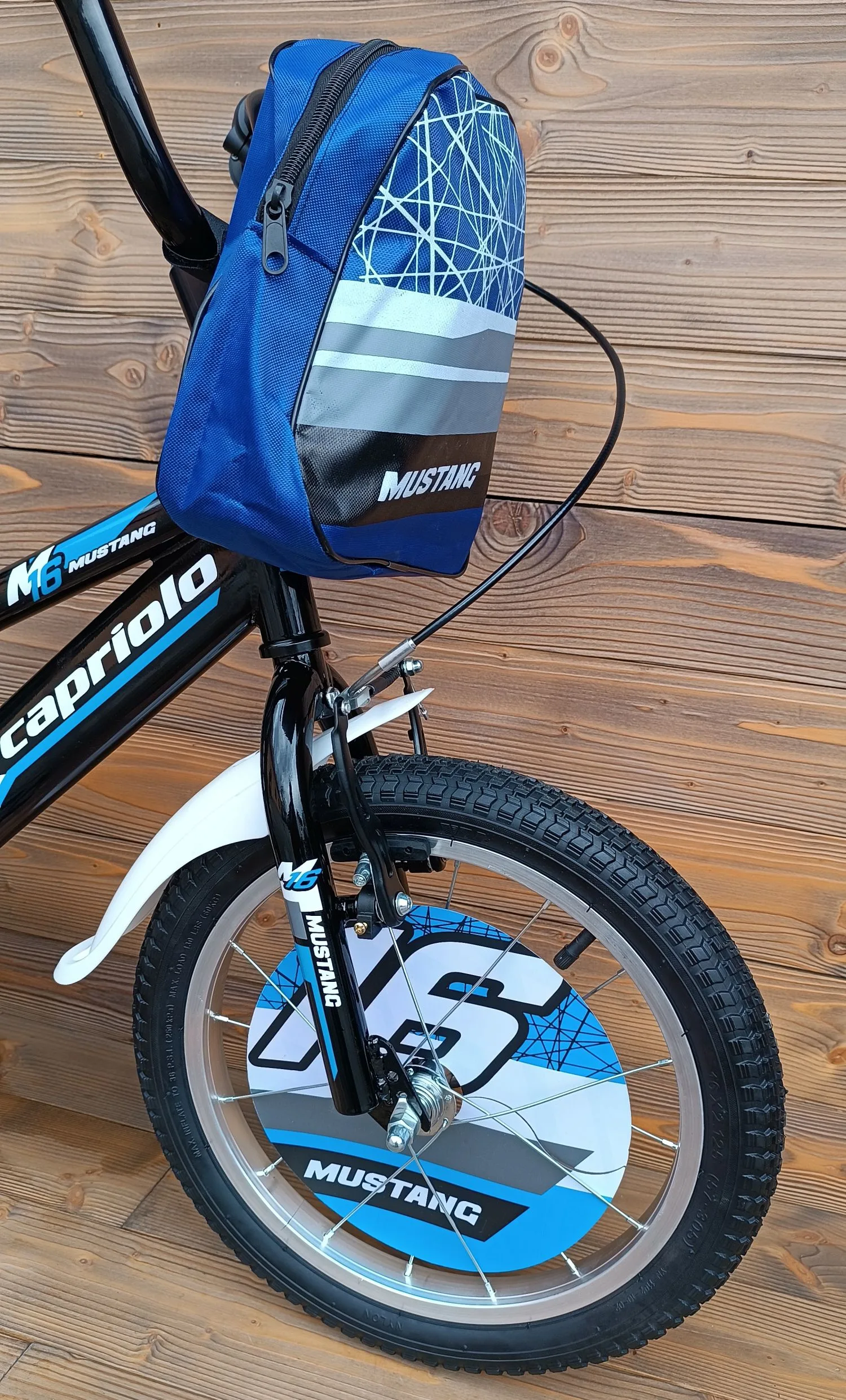 Bicicleta copii 16 Capriolo Mustang negru albastru - imagine 3