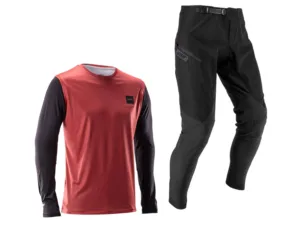 Set de tricou si pantaloni set ciclism Leatt  Ride Kit MTB Gravity 1.0 L dusty red