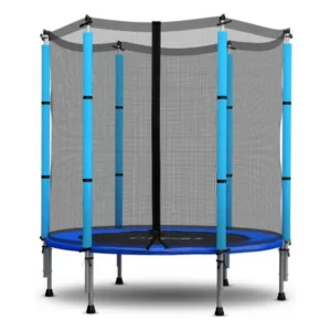 Trambulina cu plasa de protectie, diametrul 140 cm, stalpi cu protectii