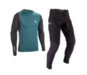 Set de tricou si pantaloni set ciclism Leatt  Ride Kit MTB 1.0 S teal