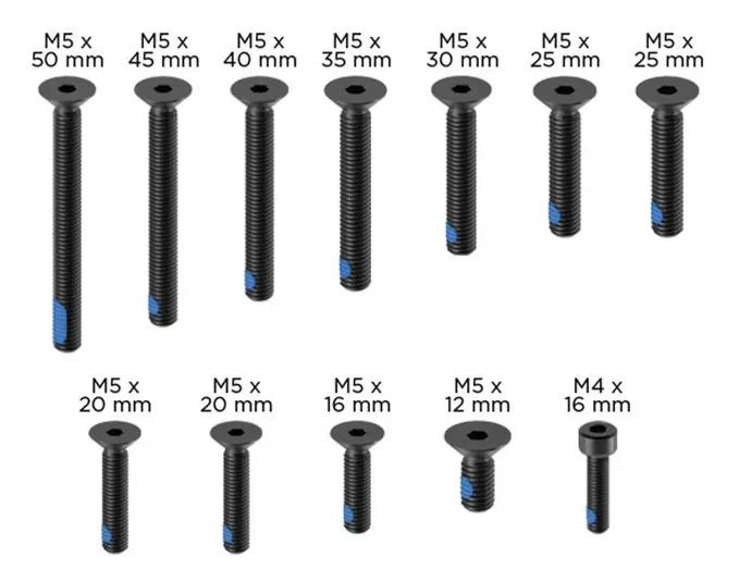 Quad Lock set suruburi M4, M5 negru