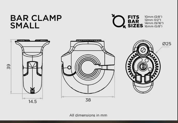 Quad Lock suport baza mic 360 pentru 10mm, 12mm, 16mm - imagine 4
