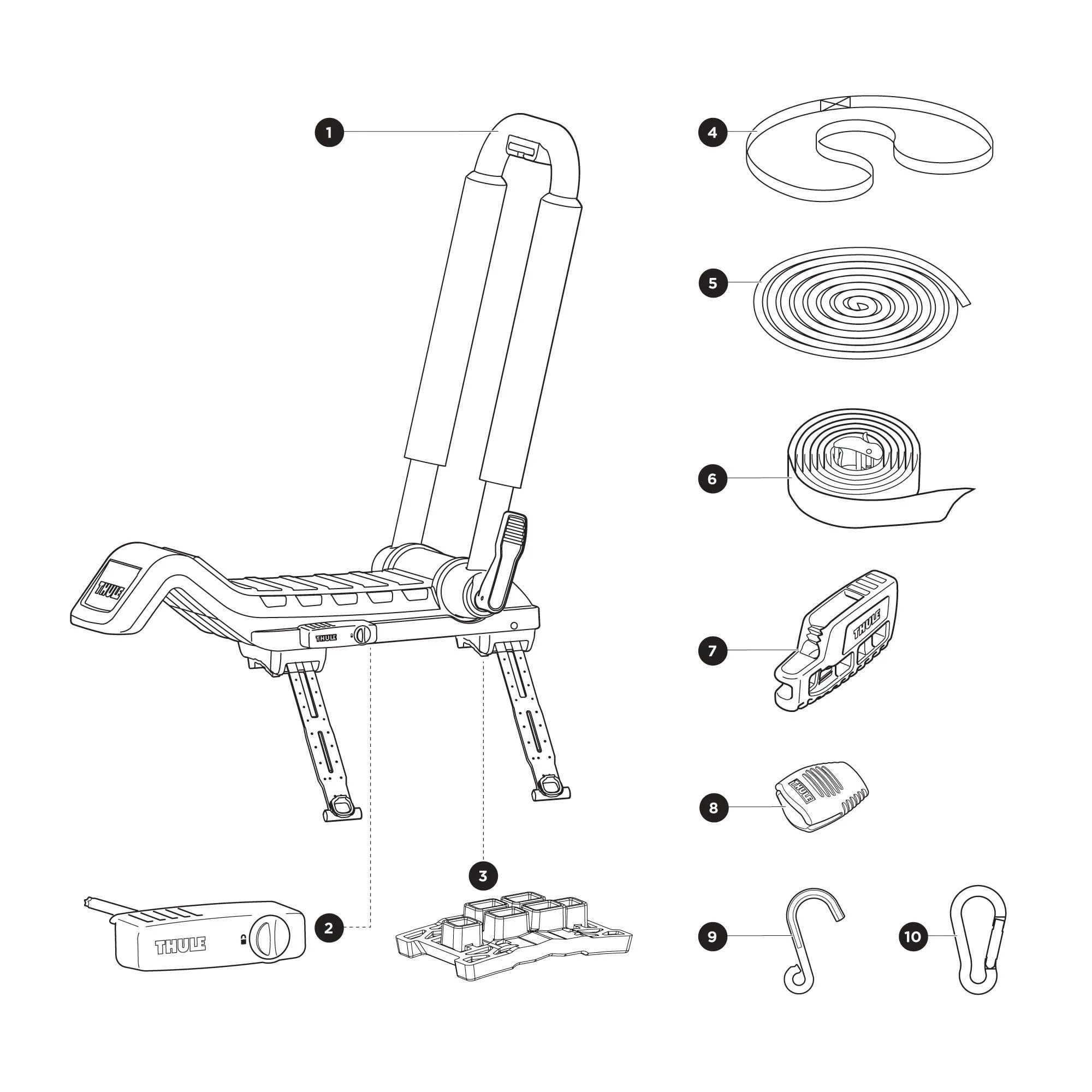Suport transport caiac Thule Hull-a-Port XTR j-style negru - imagine 6