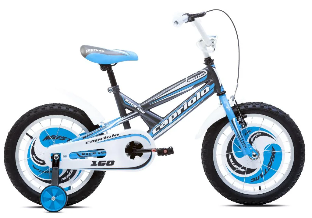 Bicicleta copii 16 Capriolo Mustang gri albastru alb