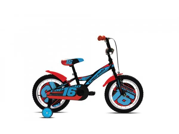 Bicicleta copii 16 Capriolo Mustang negru rosu albastru