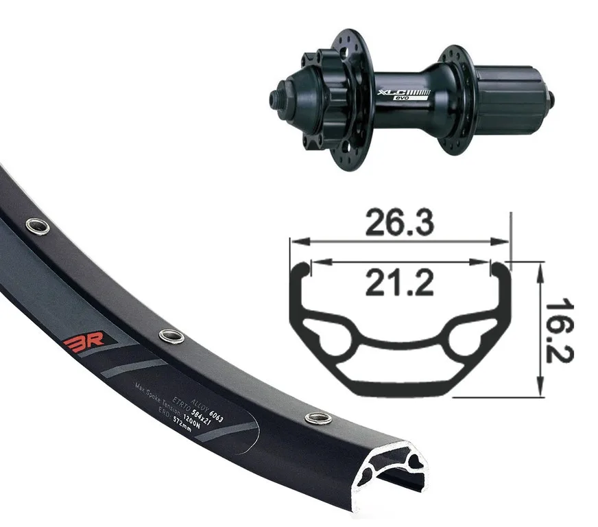 RW 26x1.9 XLC 6 hole black QR 32h Rodi Black Rock disc bk niro spokes (bk)