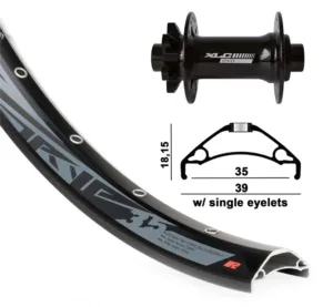 FrontWheel 27.5 XLC 6-h.blkTA 15 110mm RodiTRYP35discblk.Niro spokes.(blk) 32 L