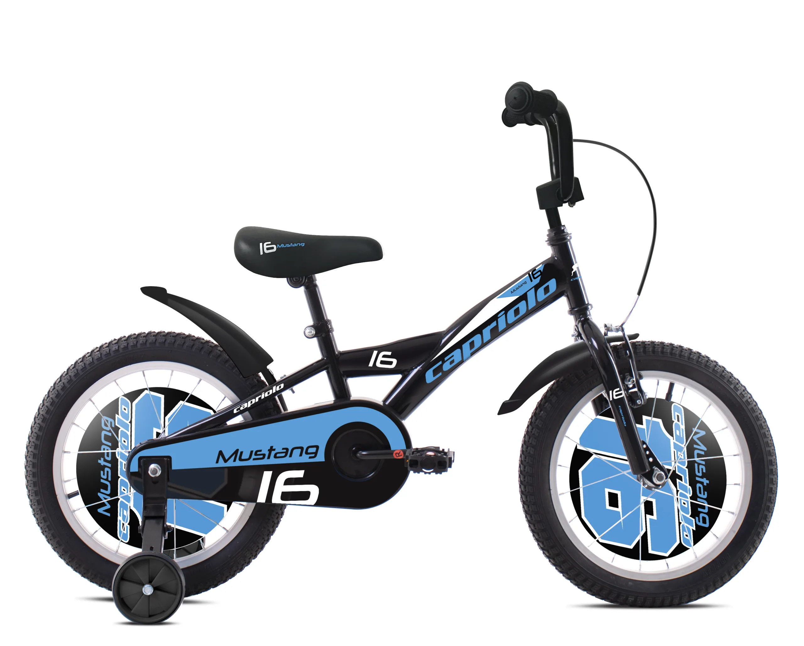 Bicicleta copii 16 Capriolo Mustang negru albastru