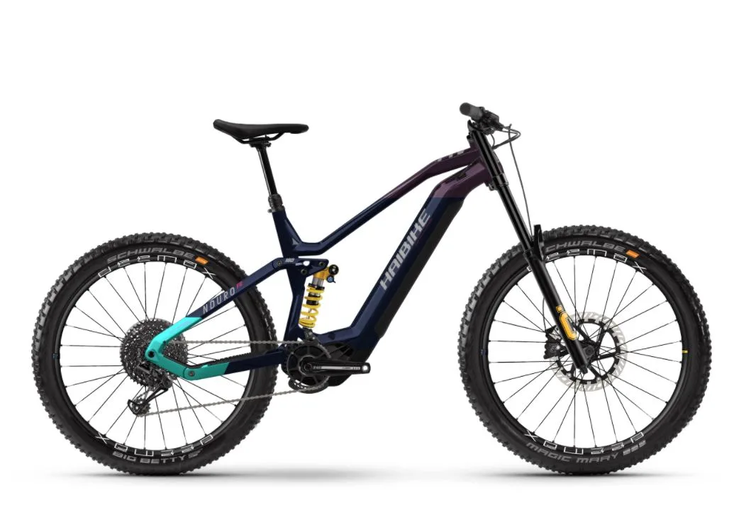 Bicicleta electrica e-bike Haibike NDURO 8 Freeride i720Wh 12-G GX Eagle albastru pink titan S
