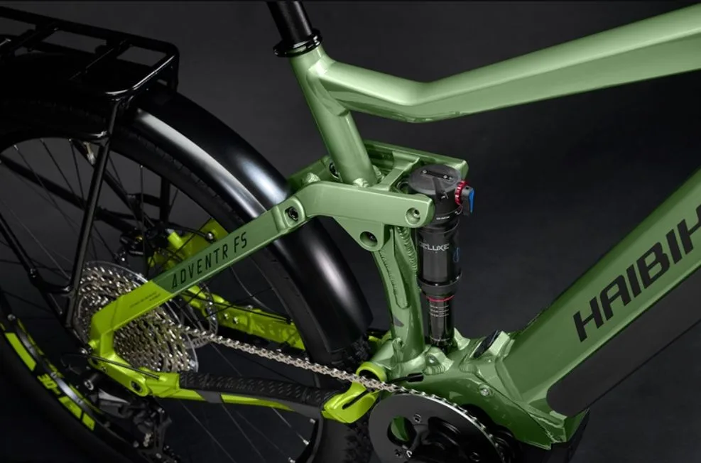 Bicicleta electrica e-bike Haibike ADVENTR FS 8 i630 11-G Deore verde negru metalic lucios S - imagine 5