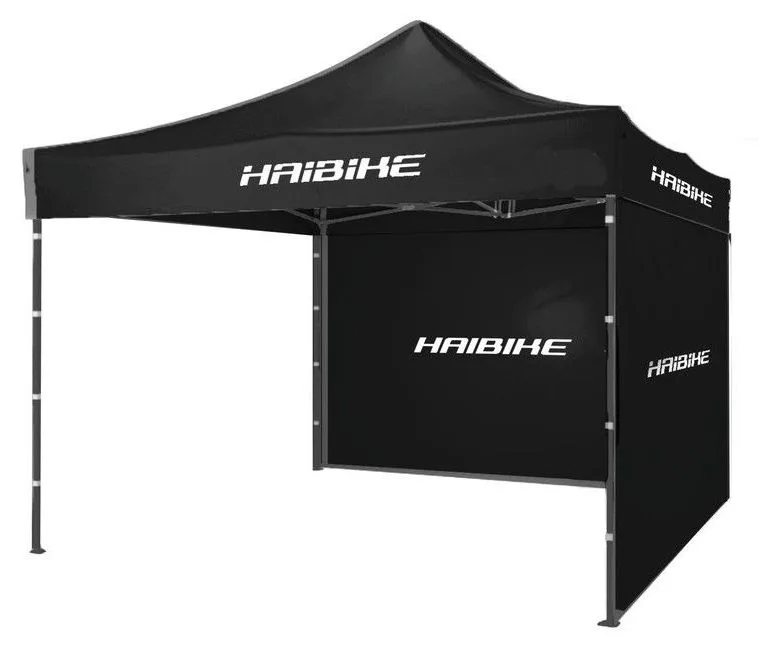 Cort Haibike negru 3X3m, aluminiu cu 2 pereti laterali