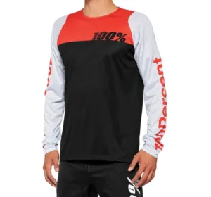 Tricou 100% Percent R-Core Long Sleeve negru/rosu M