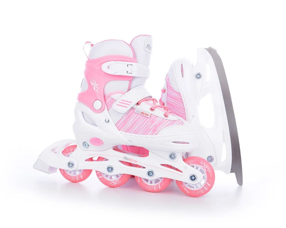 Patine Reglabile TEMPISH ORIN GIRL DUO pink alb 34-37 - imagine 2