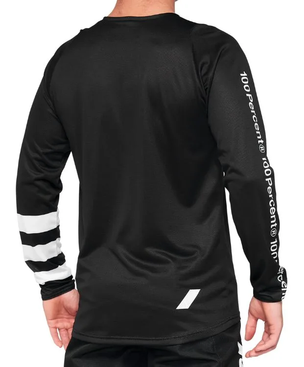 Tricou 100% Percent R-Core Long Sleeve negru/alb S - imagine 2