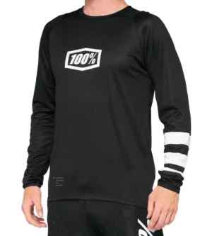 Tricou 100% Percent R-Core Long Sleeve negru/alb L