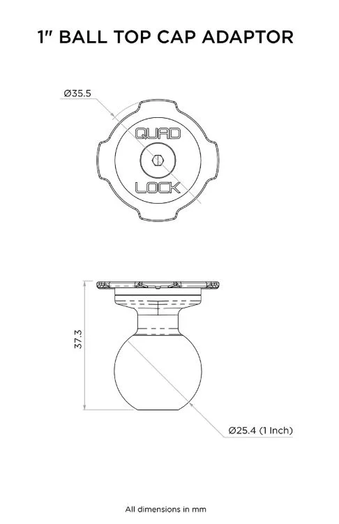 Quad Lock top cap adaptor bila de 1 inch - imagine 4