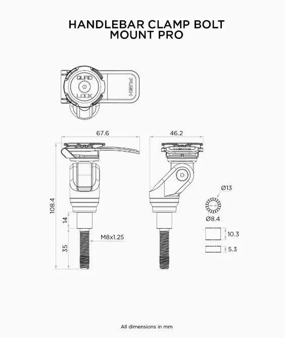 Quad Lock suport telefon ghidon cu surub M8 - imagine 5