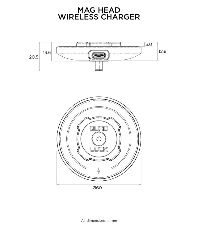 Quad Lock MAG incarcator wireless pentru masina si birou USB-C to USB-A 1.5m - imagine 5