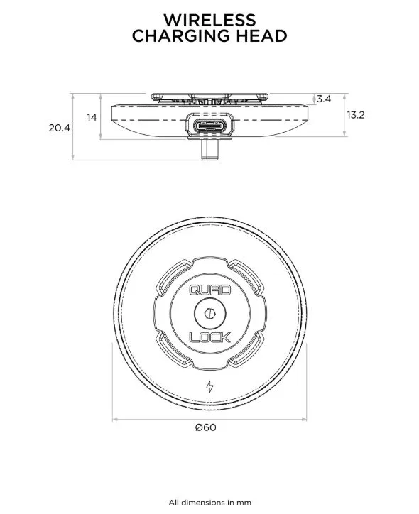 Quad Lock cap incarcator wireless (masina, acasa, birou) 1.5m - imagine 6