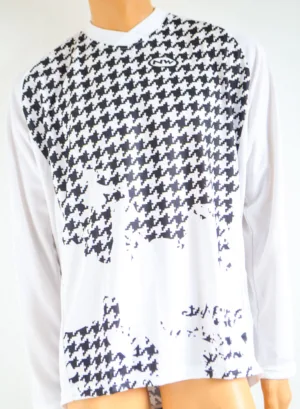 Tricou cu maneca lunga Pied de Poule alb/negru marime  L Northwave