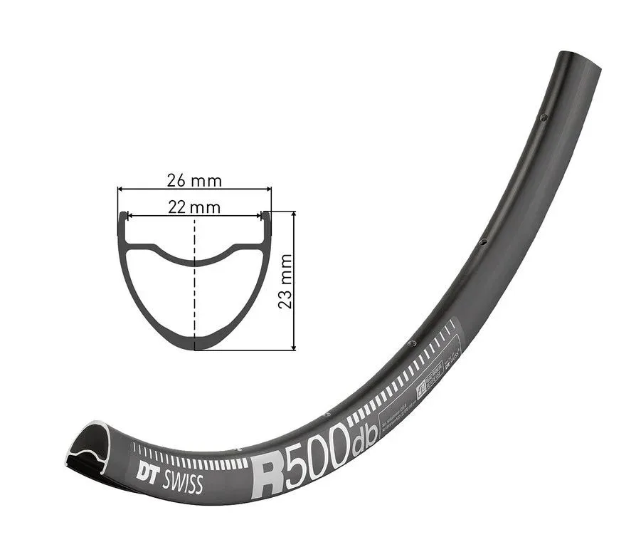 Janta DT Swiss R 500 DB 28 negru 32 gauri 622-22, VH 6.5mm RDR050CDPN32SA5757